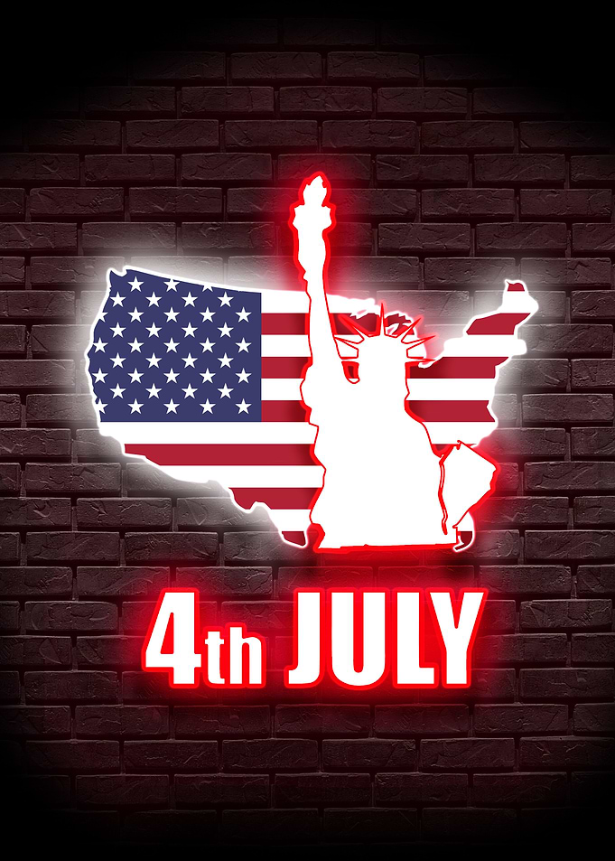 4th of July America Neon