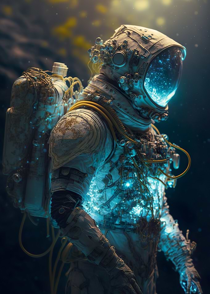 Blue Glowing Astronaut