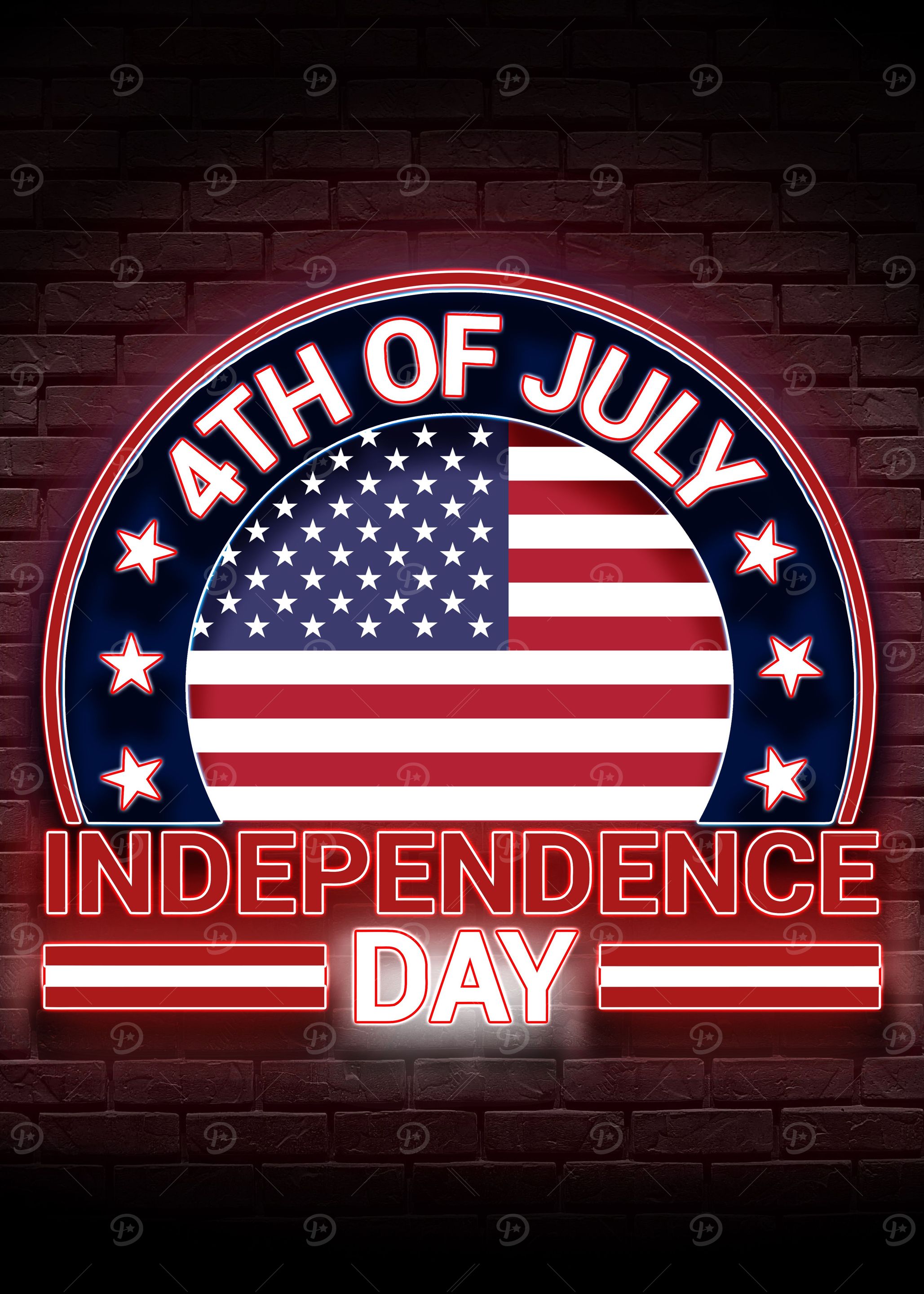 4th of July America Neon