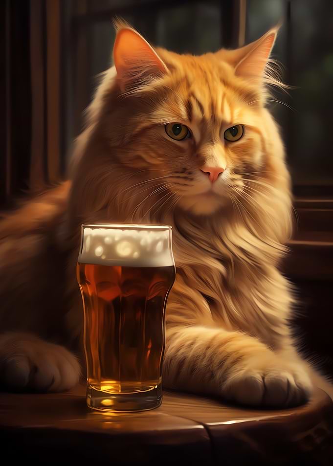 Cat Loves Beer