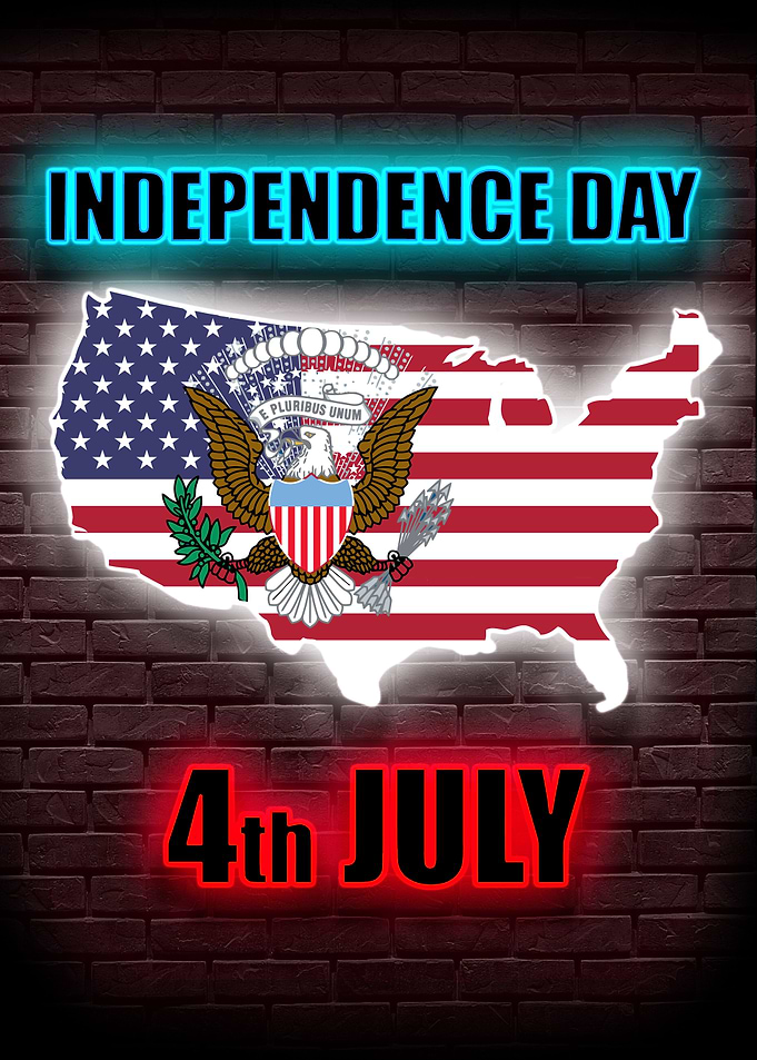 4th of July America Neon
