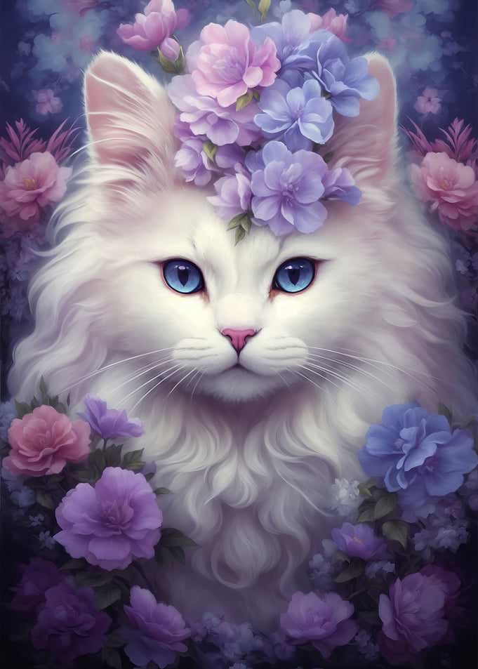 Whimsical White Cat