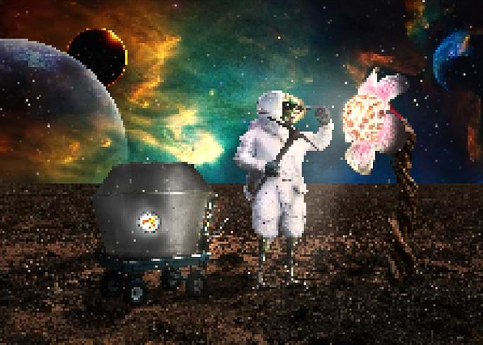 Mining Space Bird Pixelart