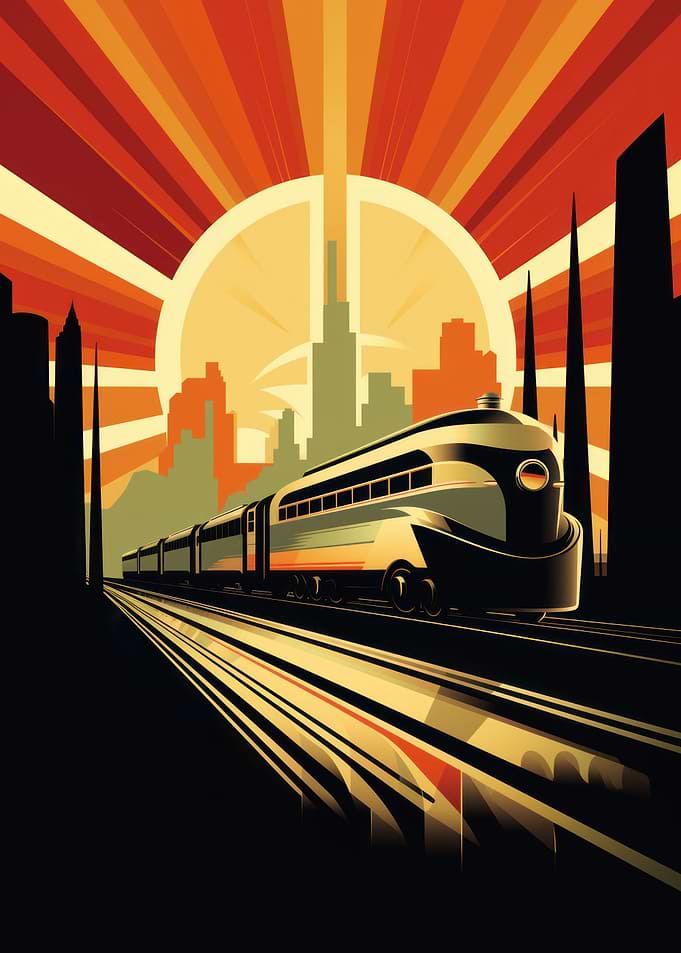 Art Deco Railroad Train