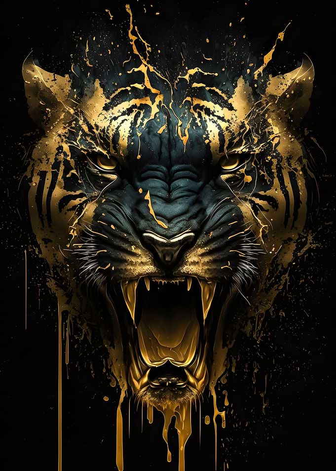 golden tiger head art