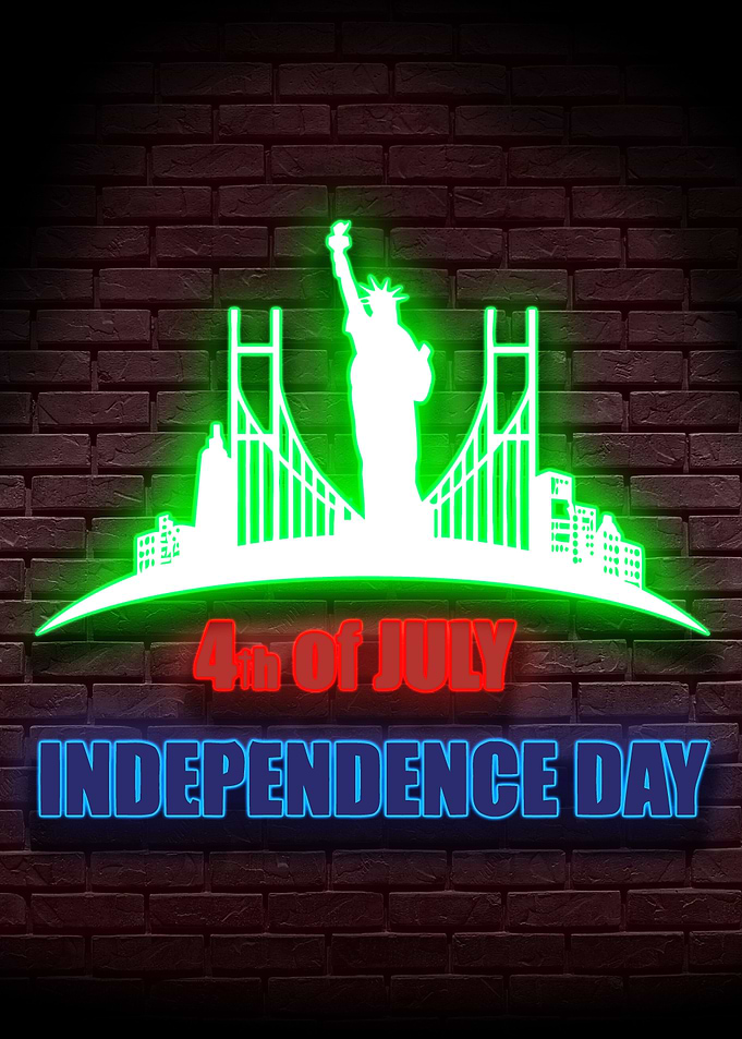4th of July America Neon