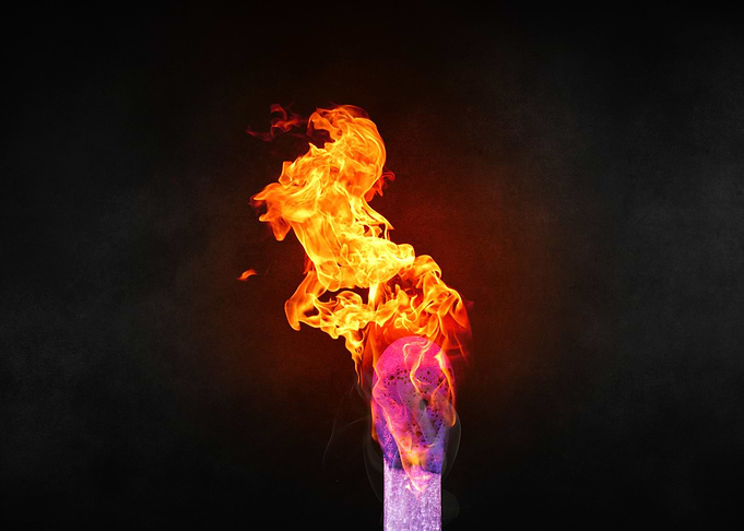 Flame of a matchstick