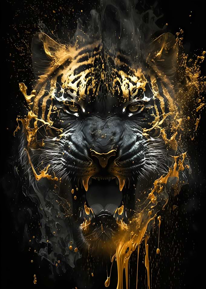 golden tiger head art