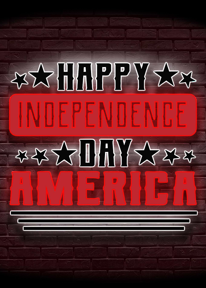 4th of July America Neon