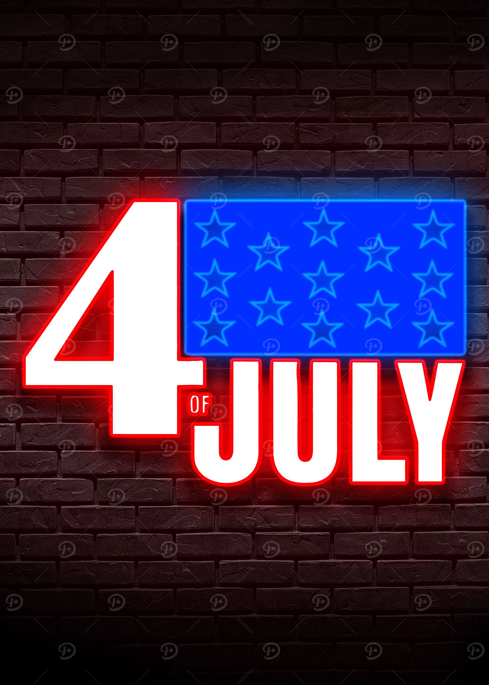 4th of July America Neon