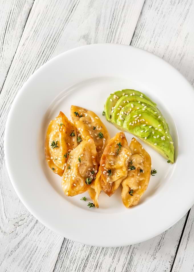 Portion of gyoza