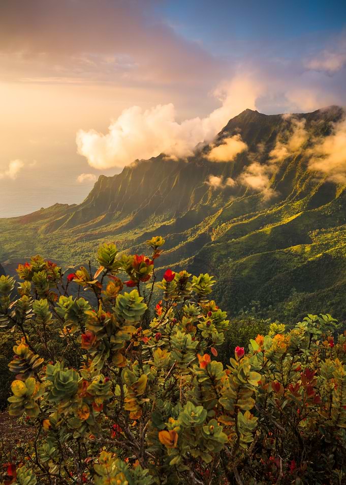 Valley sunset Kauai Hawaii