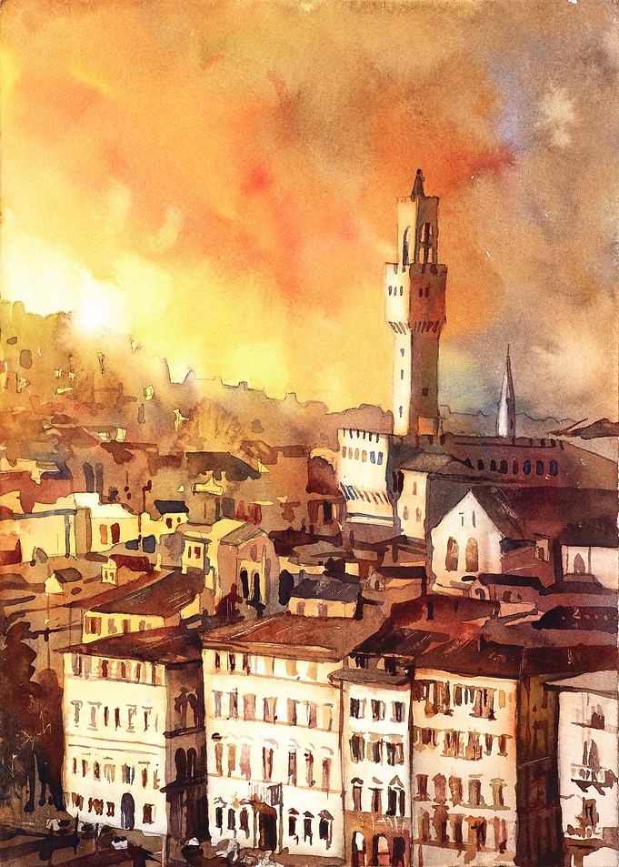 Venice Italy sunset art