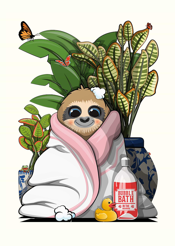 Sloth in Bath Towel
