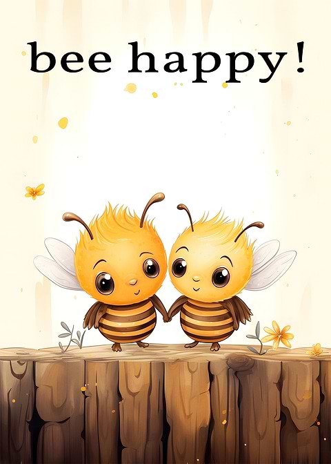 Bee Happy — funny metal wall sign