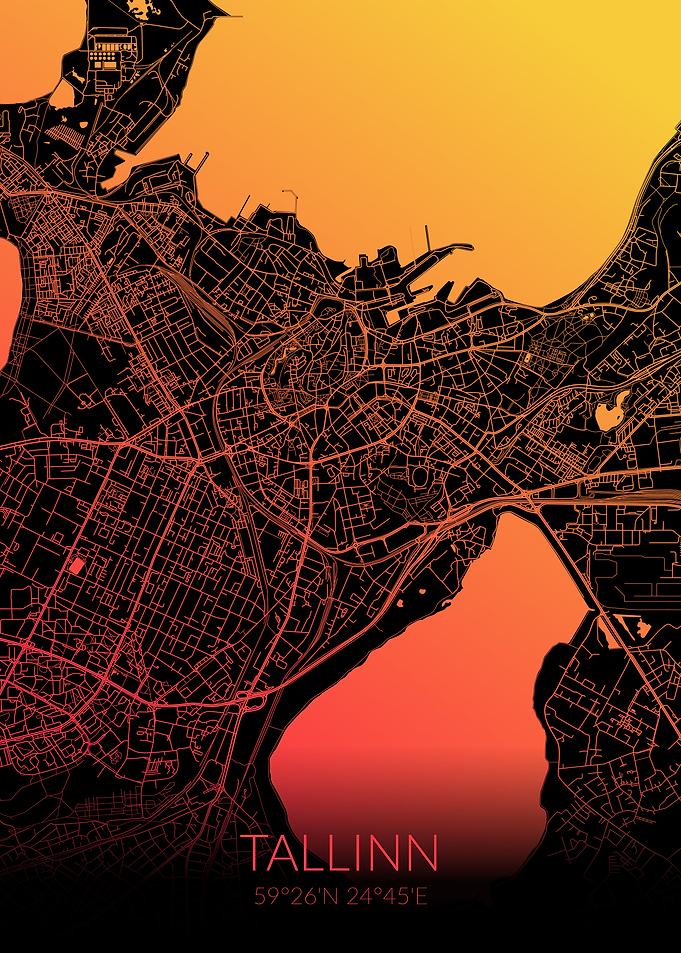 Tallinn Map Black Orange