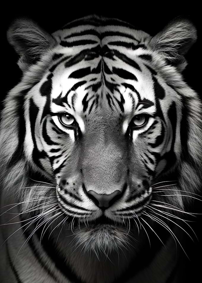 Black And White Tiger Face