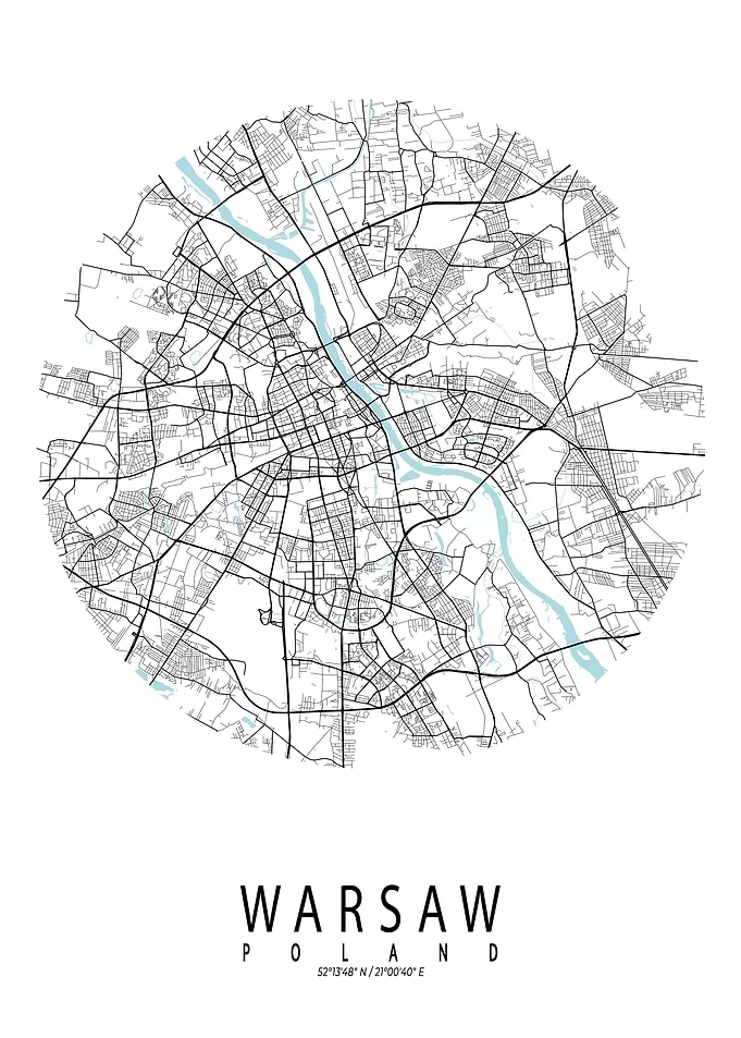 Warsaw City Map Circle