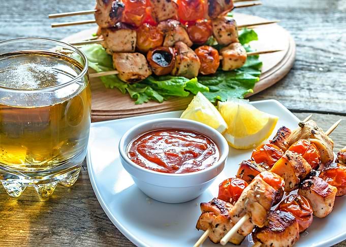 Grilled chicken skewers