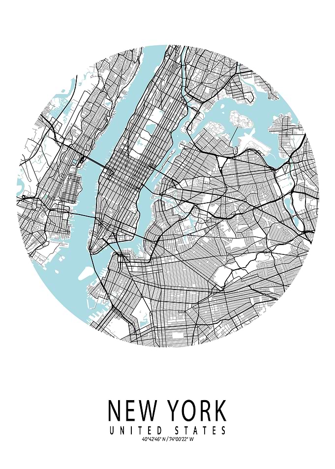 New York City Map Circle