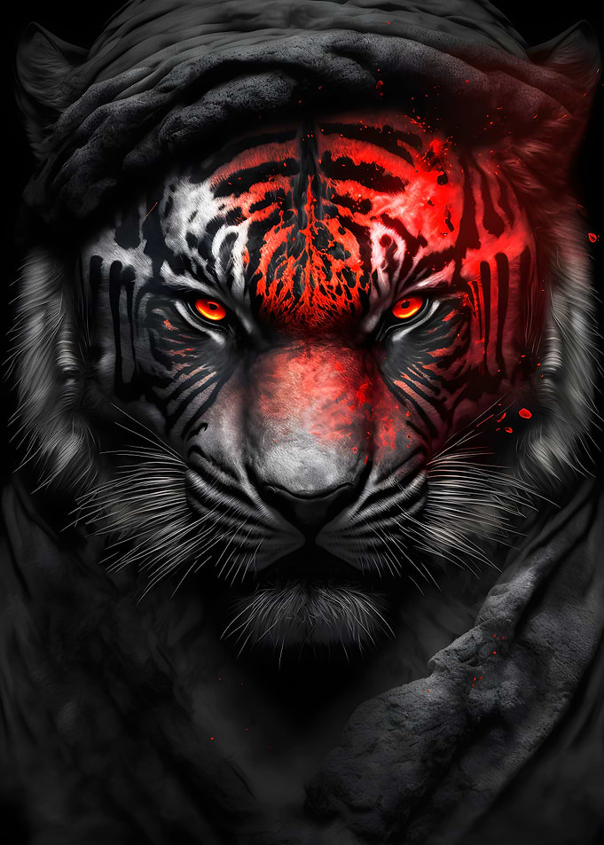 Black wild angry tiger