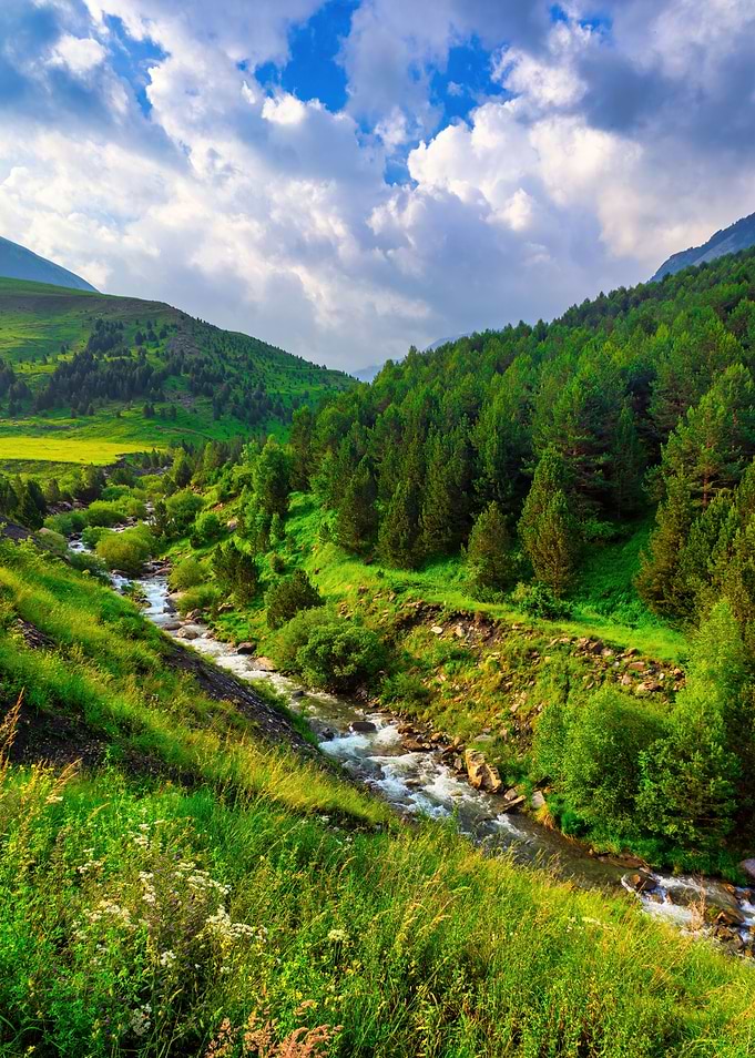 River landscape mountains