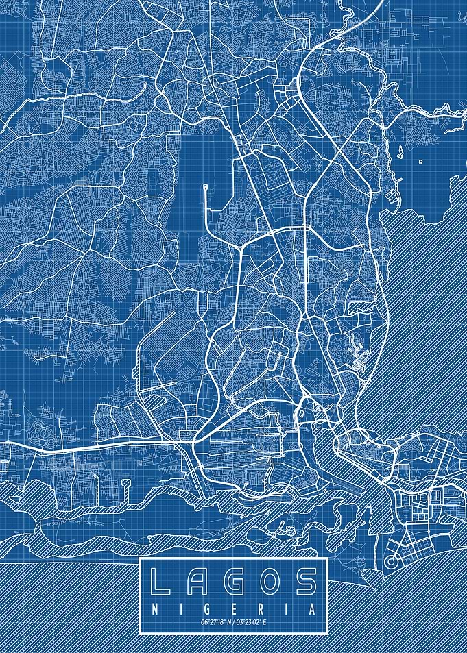 Lagos City Map Blueprint