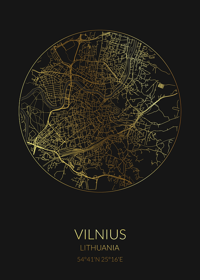 Vilnius Black Gold Map