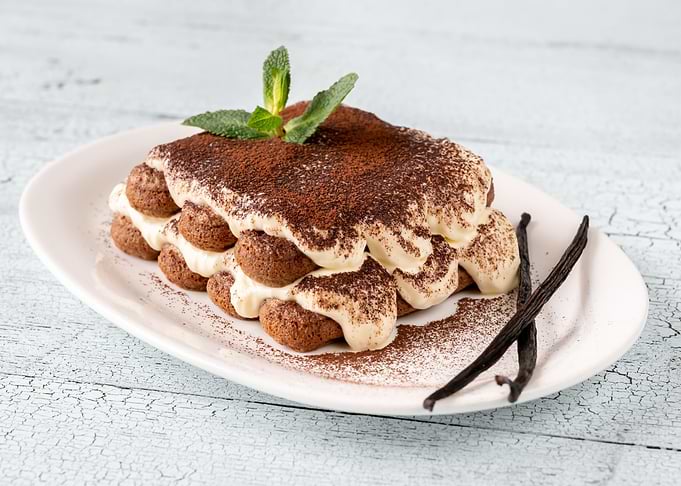 Portion of tiramisu