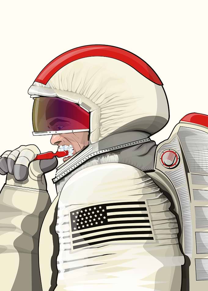 Astronaut Brushing Teeth