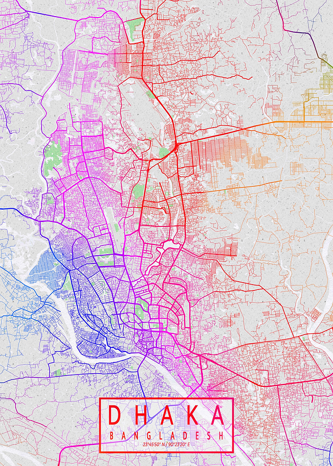 Dhaka City Map Colorful