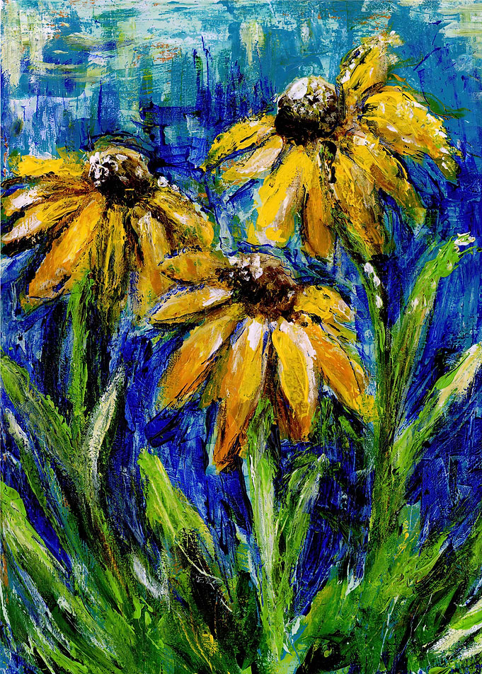 3 Yellow Daisy Flowers Art