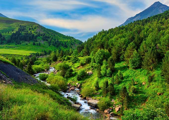 River landscape mountains