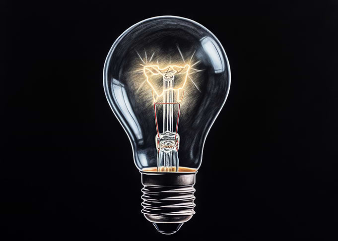 Lightbulb on chalkboard