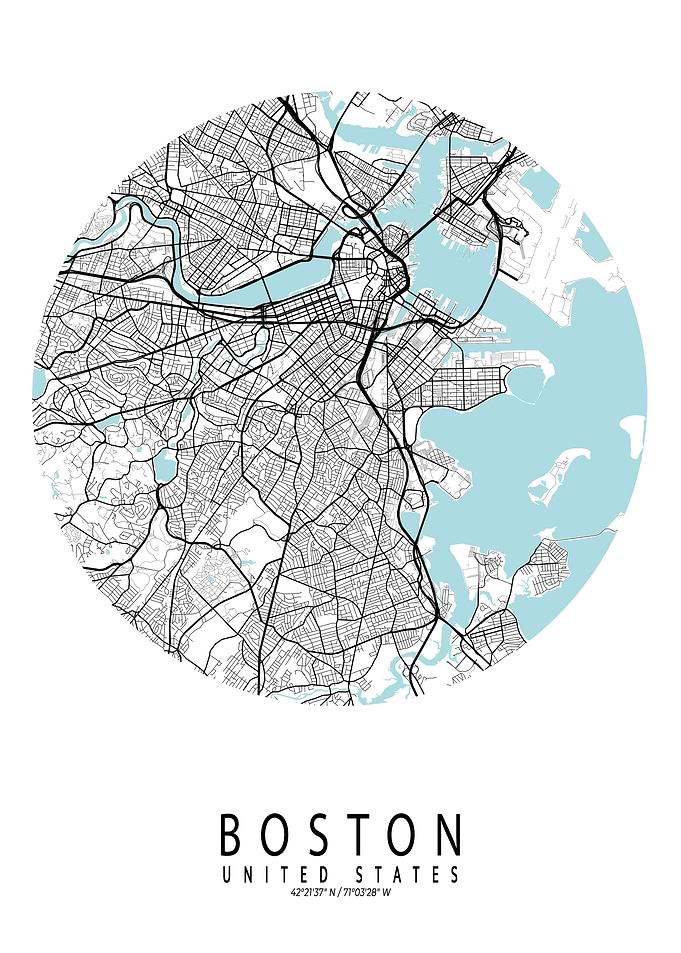 Boston City Map Circle