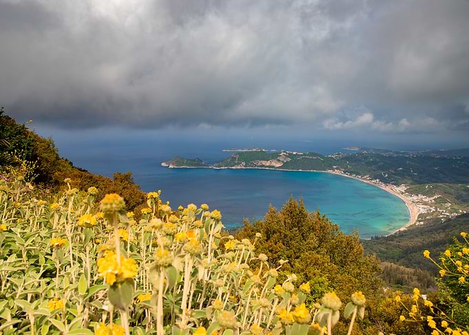 Top view of the azure bay