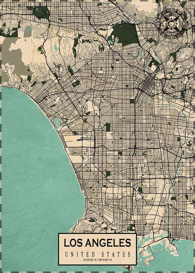 Los Angeles Map Vintage