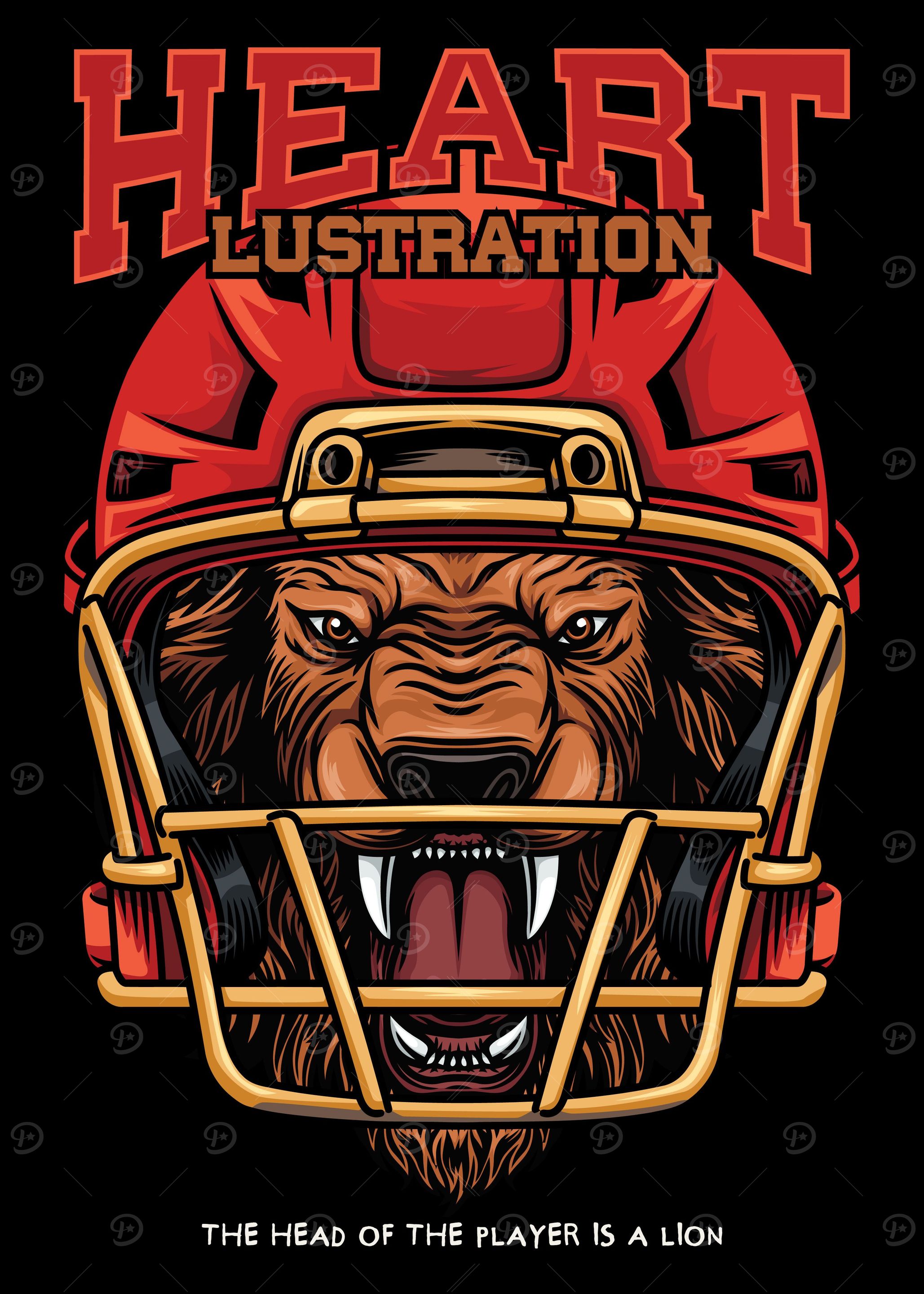 Lion Football Helmet Text