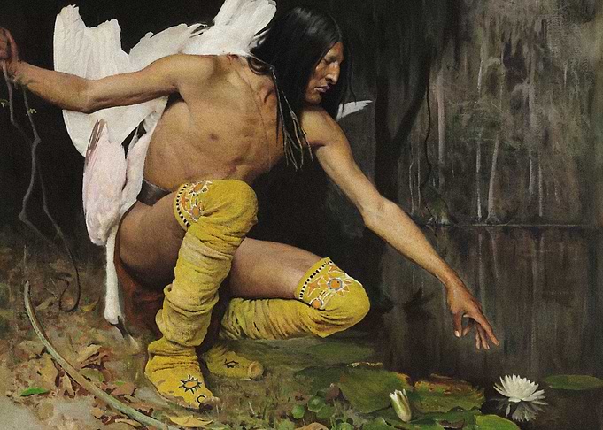 Indian Hunter And Lotus