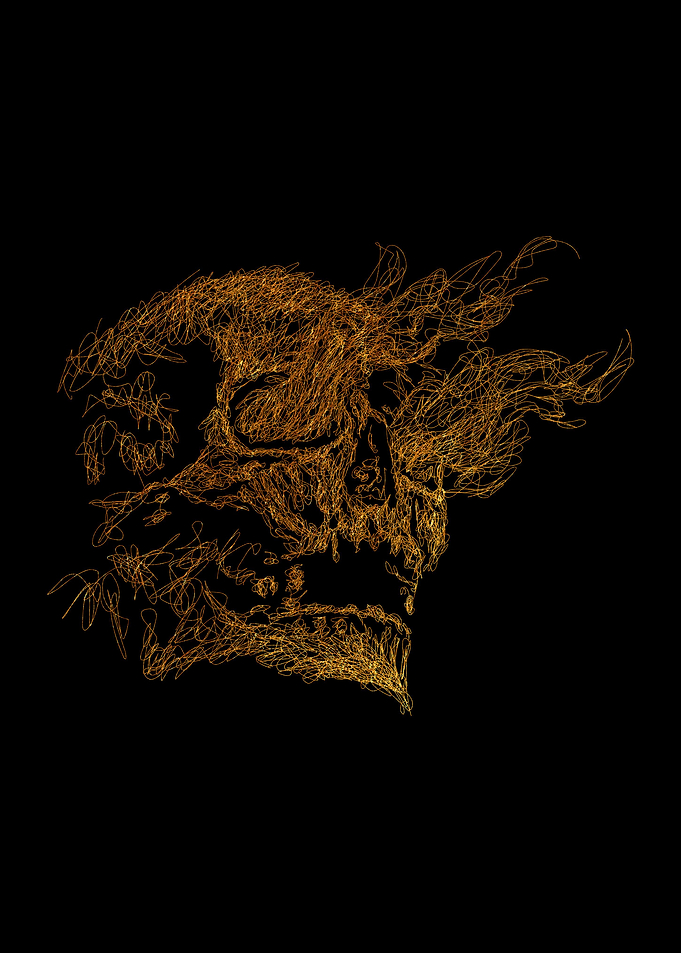 Skull scribble art