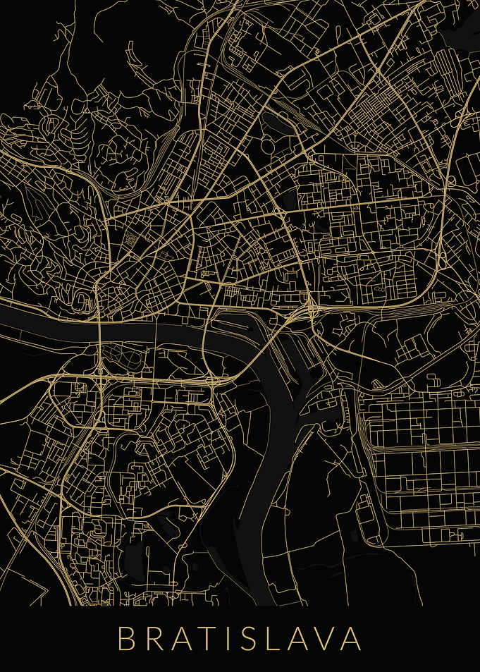 Bratislava Map Black Gold