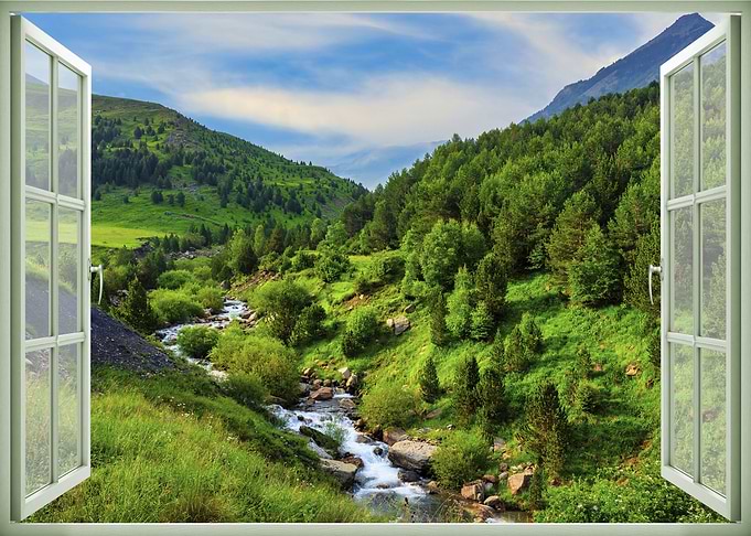 Landscape river mountains