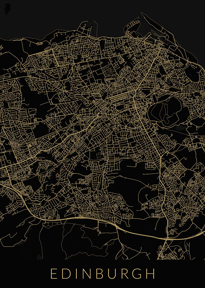 Edinburgh Map Black Gold