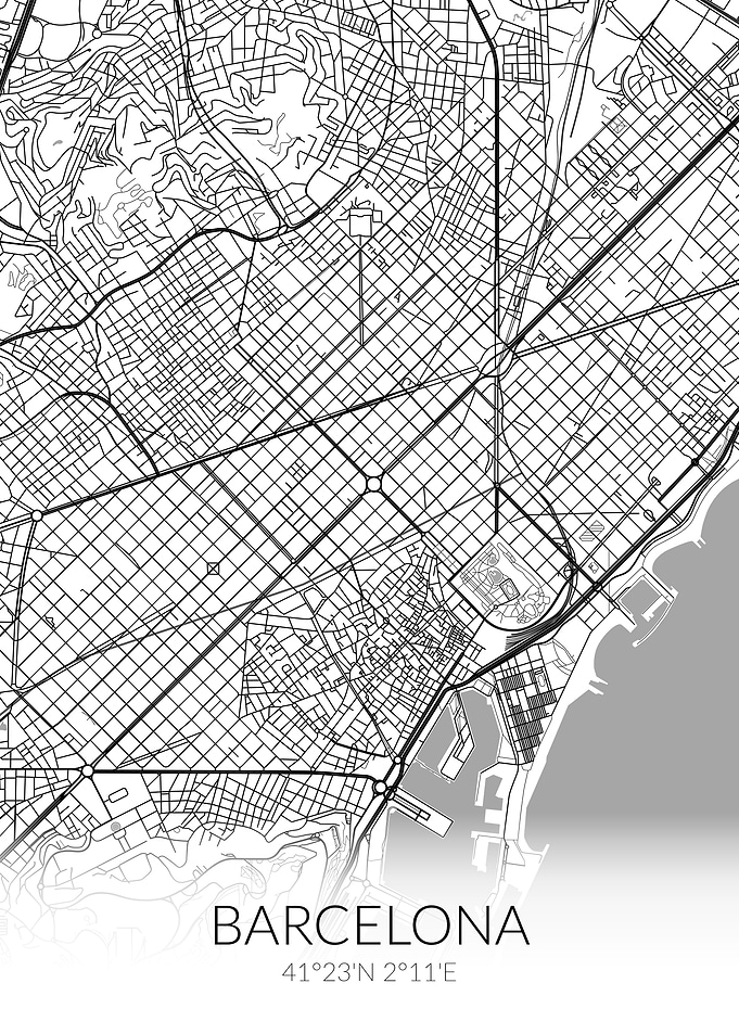 Barcelona City Map White