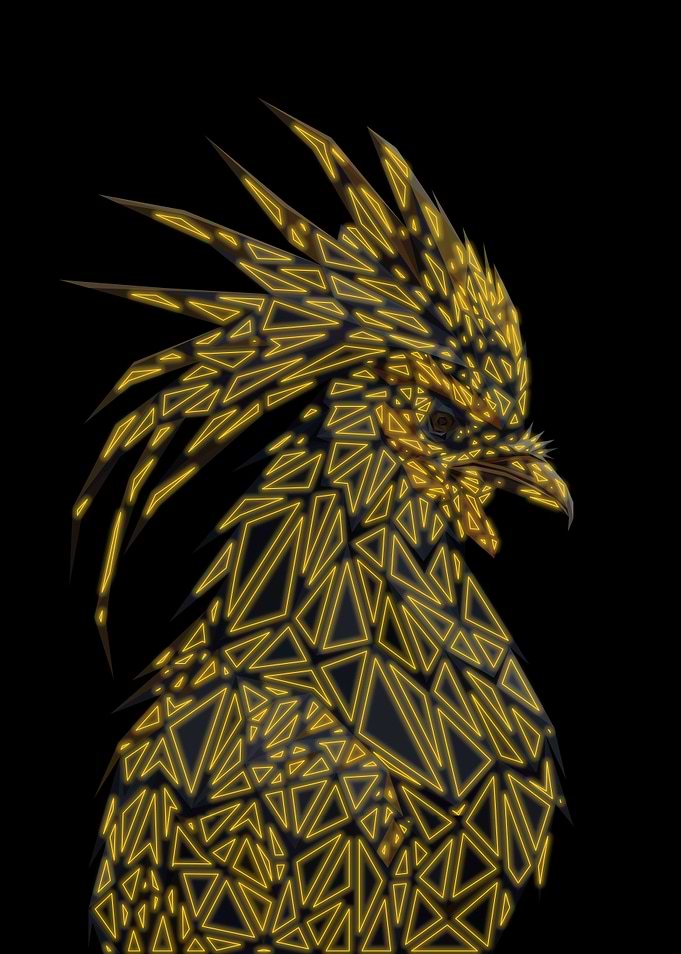 Rooster Low Poly Neon