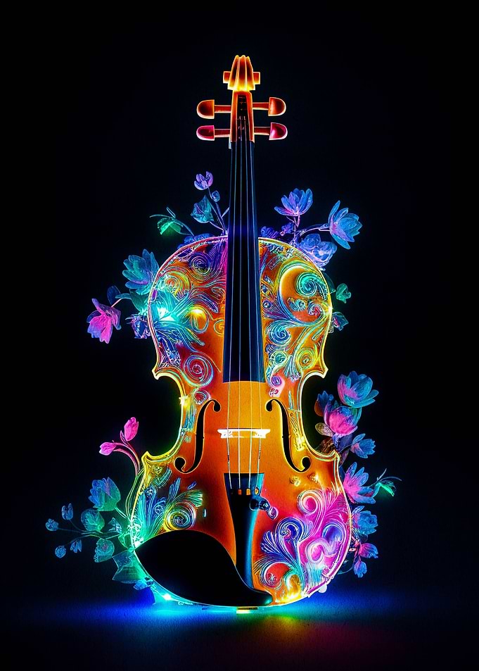 music violin and flower