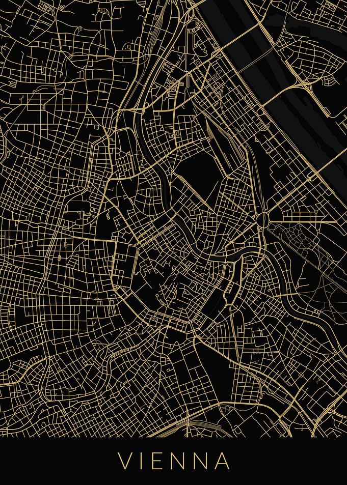 Vienna Map Black Gold