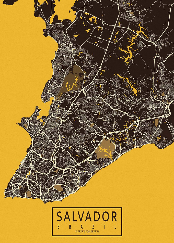 Salvador City Map Pastel