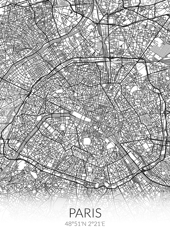 Paris City Map White