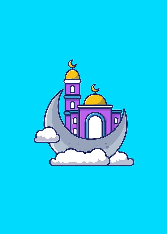 Mosque With Moon Cartoon